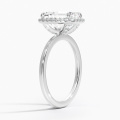 18k အဖြူရောင်ရွှေမြအူမတွင်စိန် Halo လက်စွပ်