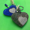 Coração pingente strass Multicolor couro franjado Keychain