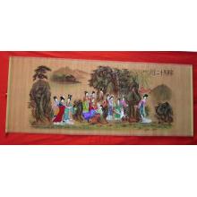 painting and embroidery on bamboo curtain--handmade