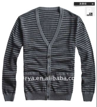 2011 new design men's stripe v neck cardigan cotton sweater