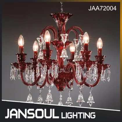 China Janosul Fancy Italian Red Murano Glass Crystal Chandelier