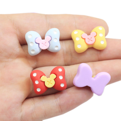 100Pcs Polka Dot Assorted Bow Cabochons Flatbacked Resin Bowknot Cab Embellishment DIY Crafts Hair Clips Jewelry Making Supplies