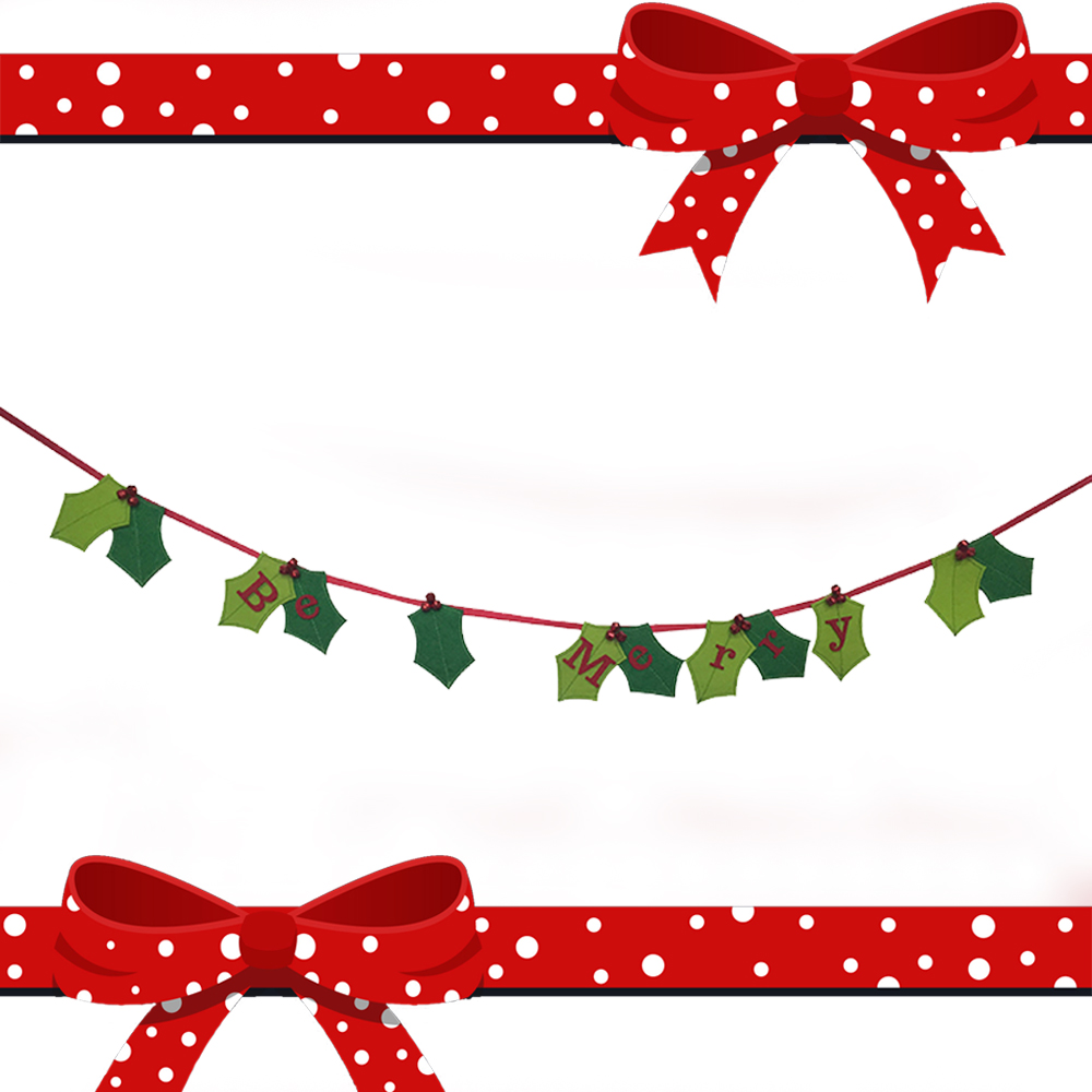 Leaf pattern christmas banner flag