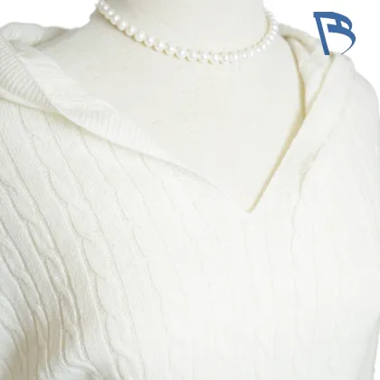 Soft White Cable Knit Hoodie for All Seasons
