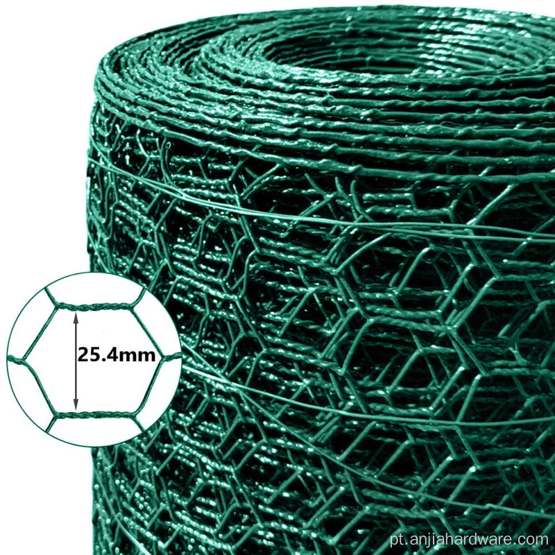 Malha de arame hexagonal galvanizada revestida de PVC para frango