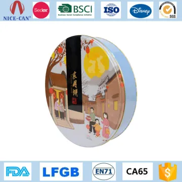 Large Traditional Chinese Gift Mooncake Tin Can Case High Quality Embossed Round Metal Tin Box for Mooncake