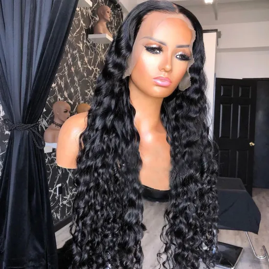 Cheap Raw Brazilian Water Wave Virgin Human Hair Transparent Lace Frontal Wig Full Hd Lace Front Human Hair Wig  For Black Women