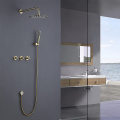 Antique Brass Bathroom Three Handle Shower Fixtures