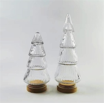 Christmas tree shaped glass jar with ribbed design