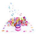 Biglietto musicale pop-up per torta di compleanno rosa 3D