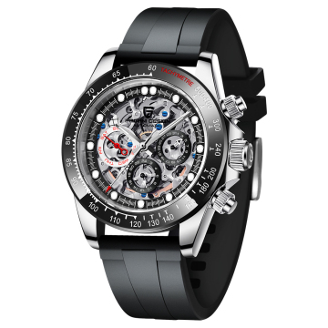 Men's Multi-functional Automatic Mechanical Watch with Hollowed Movement and Steel Band