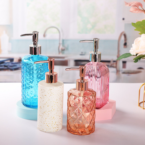 Transparent glass bottle hand soap dispenser