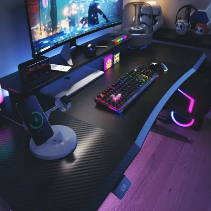 Black E-sports game standing desk