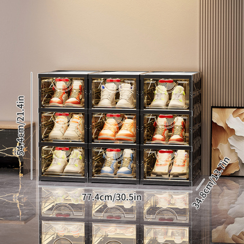 Elegant Retro Black Shoe Cabinet with Foldable Design