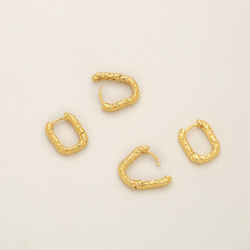 Boucles d'oreilles en laiton plaqué or 18K avec motif rétro européen coeur u forme de conception géométrique irrégulière