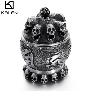 KALEN Stainless Steel Skeleton Ashtray for Home Smoking Decoration