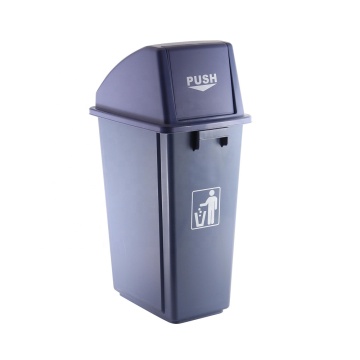 Space-Saving 15 Gallon Slim Jim Plastic Trash Can with Side Open Design for Office and Public Use