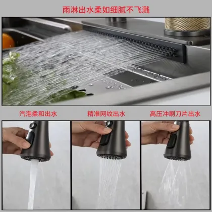 Handmade 304 Stainless Steel Feiyu Waterfall Nano Black Sink - Factory Wholesale