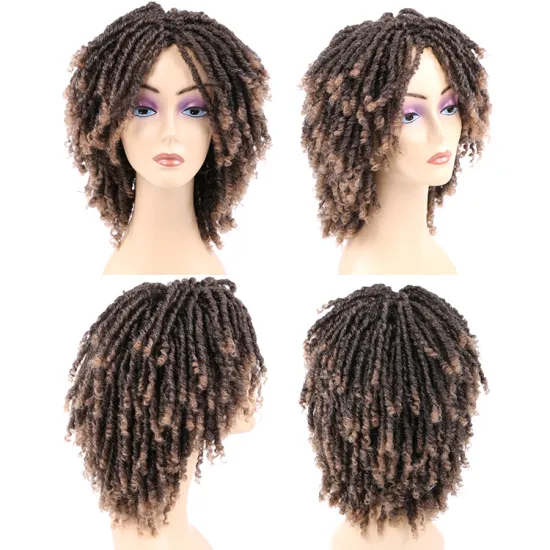 Wholesale Private Label Dreadlock Wig Braided Twist Short Curly Heat Resistant Fiber Synthetic Braids wig for Black Women