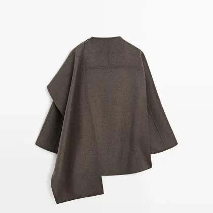 Women's clothing minimalist artistic design wool coat woolen coat