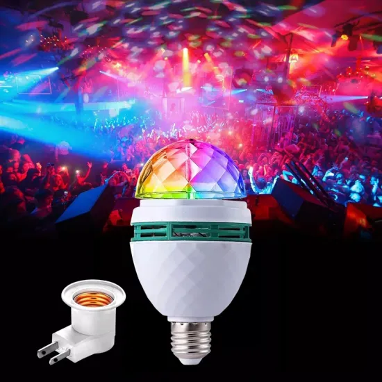 High-Quality Rotating RGB LED Disco Light Bulb for Party Lighting (E27)