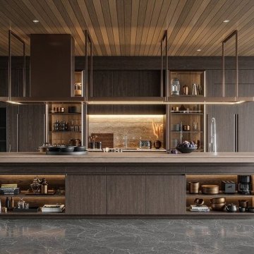 Conjunto de cozinha de luxo escuro personalizado