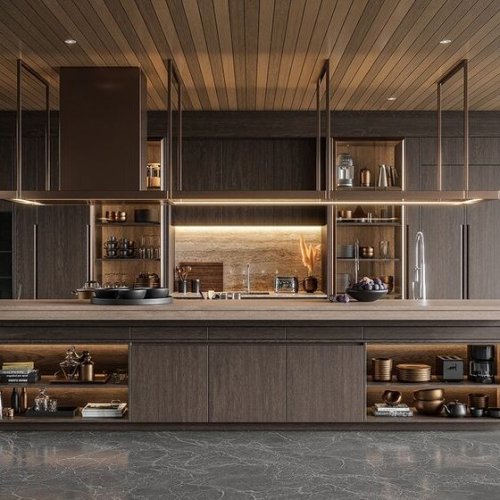 Conjunto de cozinha de luxo escuro personalizado