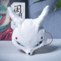 Máscara de cosplay tradicional chinesa de raposa branca de pelúcia