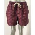 Red retro print men's beach pants