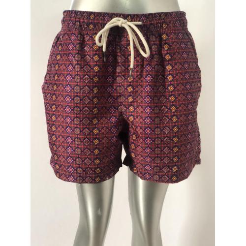 Rote Retro Print Herren Beachhosen