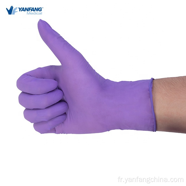 Gants d'examen de latex en nitrile jetable en nitrile