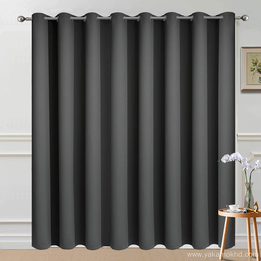 Dark Gray 100% Blackout Patio Door Curtains