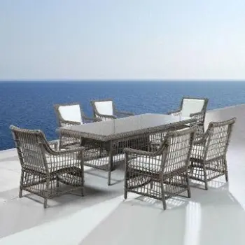 Rattan Dining Set with Powder Coating Frame