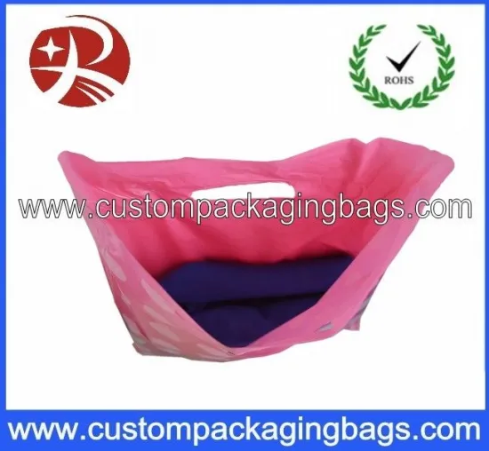 Fold Over Die Cut Printed Polythene Bags Security For Shopping