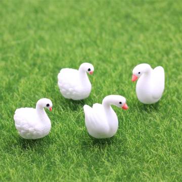 100 unidades / lote 15 * 23 MM Mini cisne estatueta de fadas enfeites de jardim artesanato modelo ganso animal em miniatura casa micro ornamento de paisagem