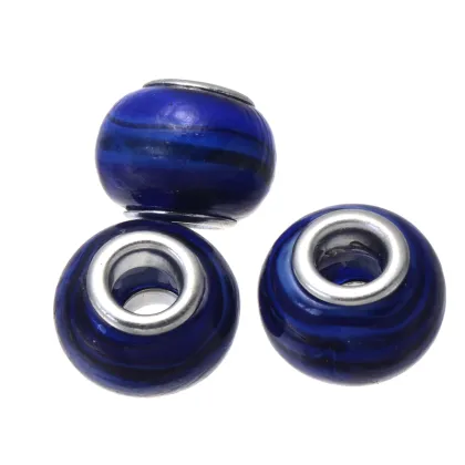 fashion girls silver chain deep blue bead jewelry bracelet