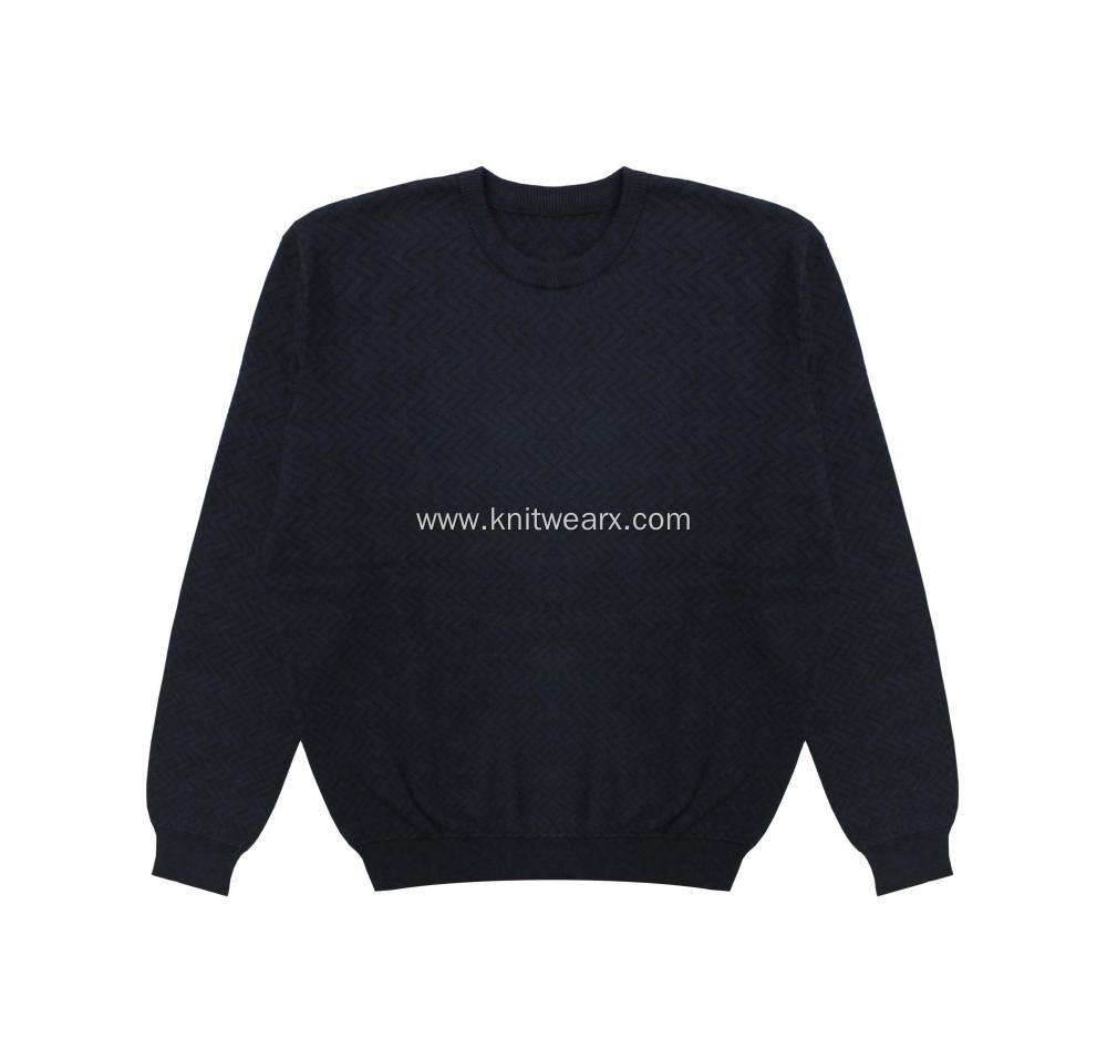 Men's Knitted Twill Jacquard Oversize Crewneck Pullover