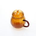 Pumpkin Amber Glass Mug With Handle And Lid