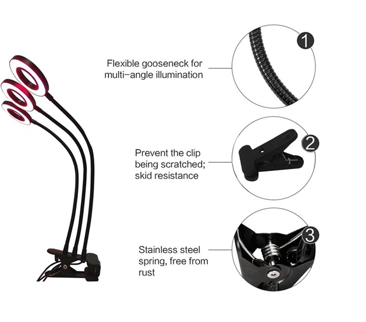 Three head led grow light for home office