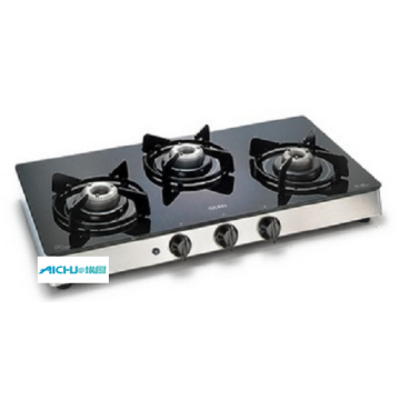 3 Burners Black Glass Gas Stove Auto Ignition