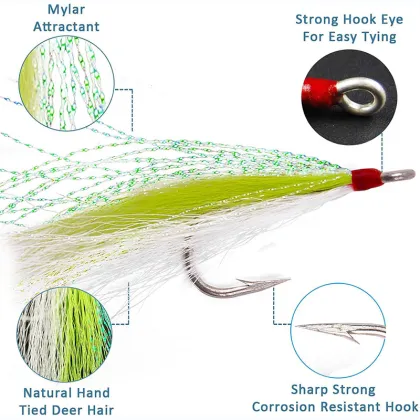 Saltwater Bucktail Hooks for Striped Bass and Flounder Fishing Lures