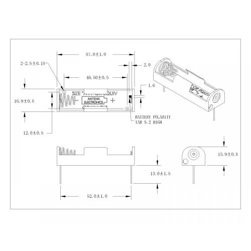 Enkele AA -batterijhouders diptype