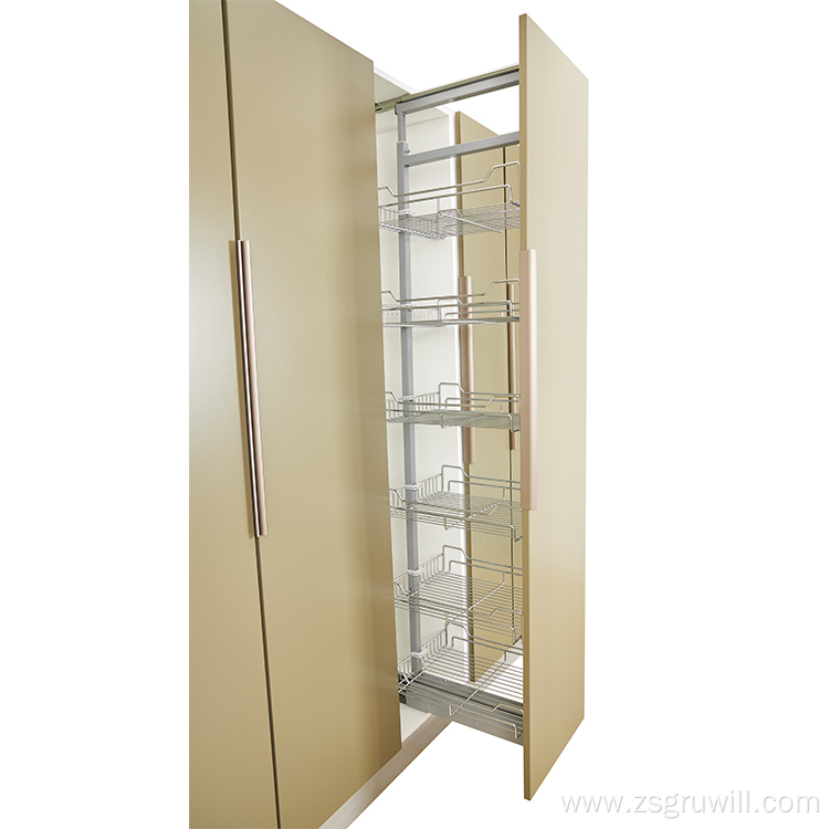 Kitchen multi-person pull-out high cabinet storage basket