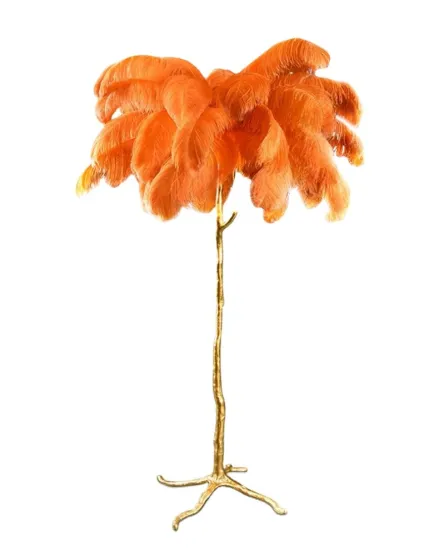 2021 Most Popular Large Colorful Feather Copper Decor Floor Lamp