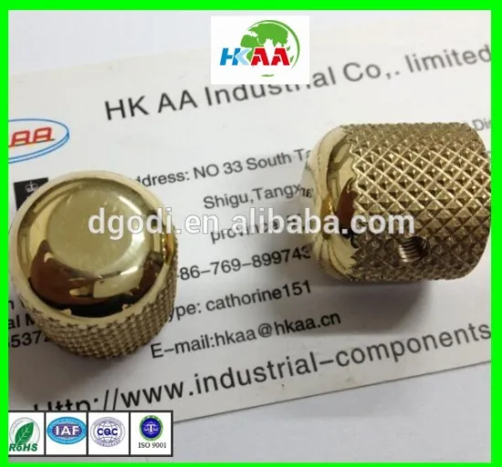 Superior precision knurled CNC brass/aluminum knobs for guitar part,high quality CNC turning machined brass mechanical component