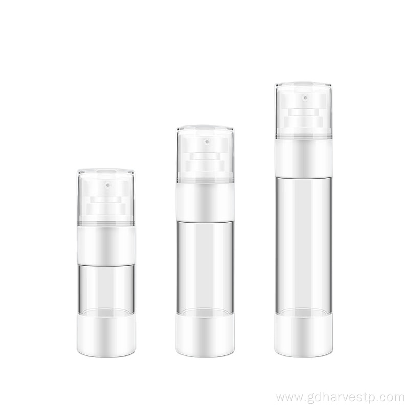 Plastic White Silver Vaccum Transparent Airless Pump Bottle