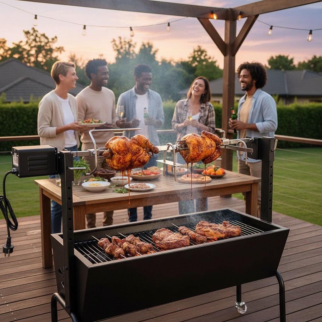 Electric rotating grill