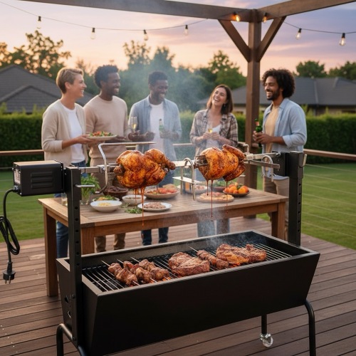 Grill Arang Atas Meja Kuasa Tinggi Boleh Laras dengan Garpu