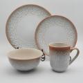 Ensembles de vaisselle brune en grès, ensemble de vaisselle de grès Reactive Glaze, Antique Stoneware Dingewread