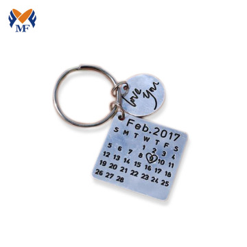 Metal custom calendar keychain for anniversary